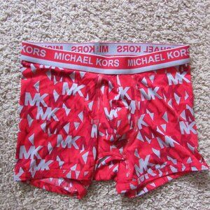 NEW Michael Kors Logo Medium Red Gray Boxer Briefs